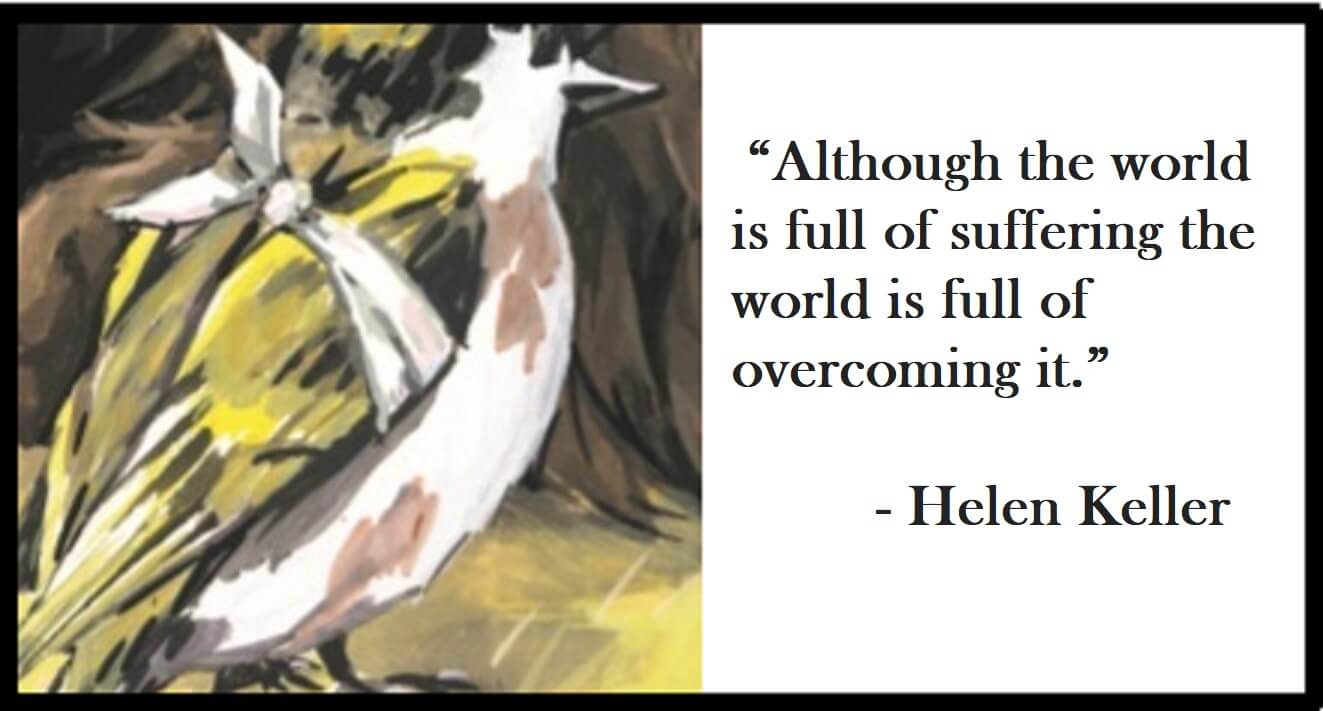 Helen Keller Quote on Hoist Point - Although the world is full of suffering the world is full of overcoming it.
