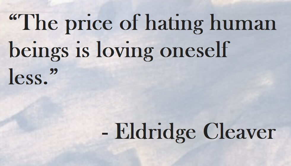 Eldridge Cleaver Quote on Hoist Point - The price of hating human beings is loving oneself less.