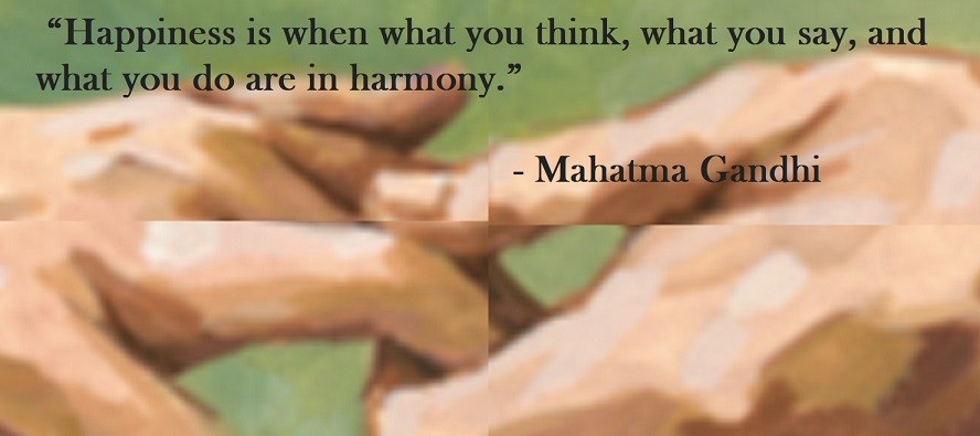 Mahatma Gandhi Quote on Hoist Point Happiness is when what you think, what you say, and what you do are in harmony.