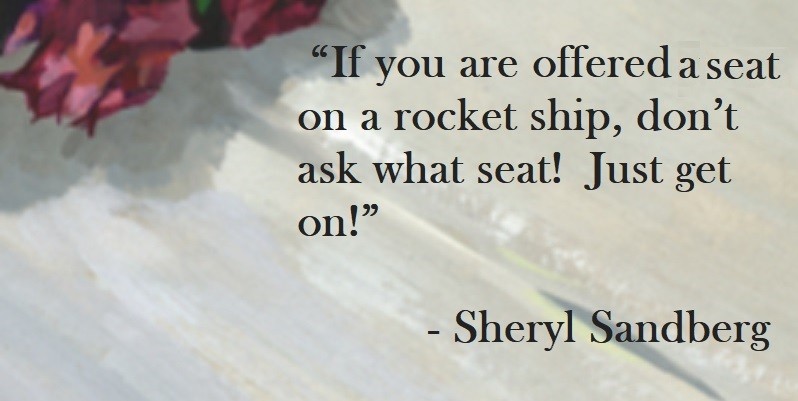 Sheryl Sandberg Quote on Hoist Point - If you are offered a seat on a rocket ship, don’t ask what seat! Just get on!