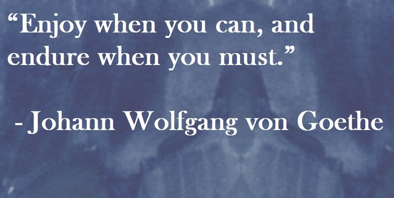 Enjoy when you can, and endure when you must. Johann Wolfgang von Goethe Quote on Hoist Point