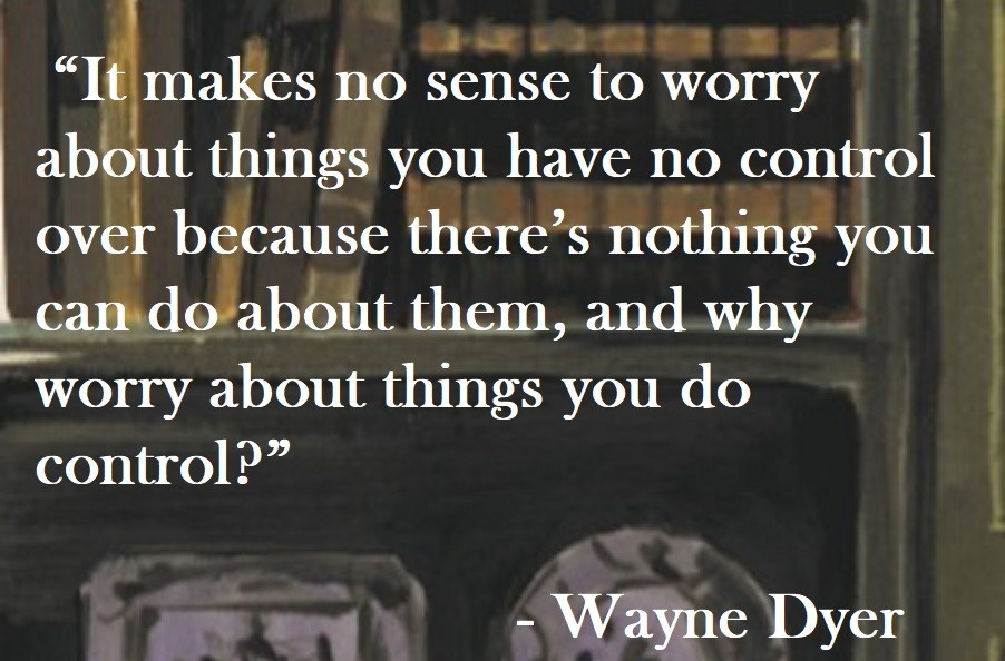 It makes no sense to worry about things you have no control over because there’s nothing you can do about them, and why worry about things you do control? Wayne Dyer Quote on Hoist Point