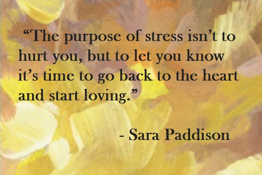 The purpose of stress isn’t to hurt you, but to let you know it’s time to go back to the heart and start loving. Sara Paddison Quote on Hoist Point